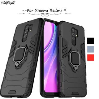 Ốp điện thoại kiểu giáp cứng có vòng nhẫn đỡ cho Xiaomi Redmi 9