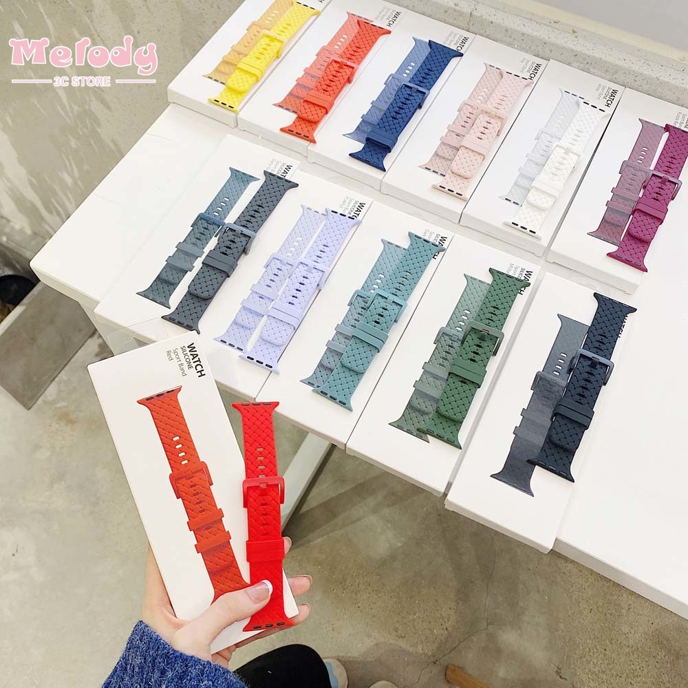 Dây đeo silicon bện thích hợp cho đồng hồ thông minh Apple Watch Series 7/ 6/ SE/ 5 iwatch 45/ 44/ 42/ 41/ 40/ 38mm