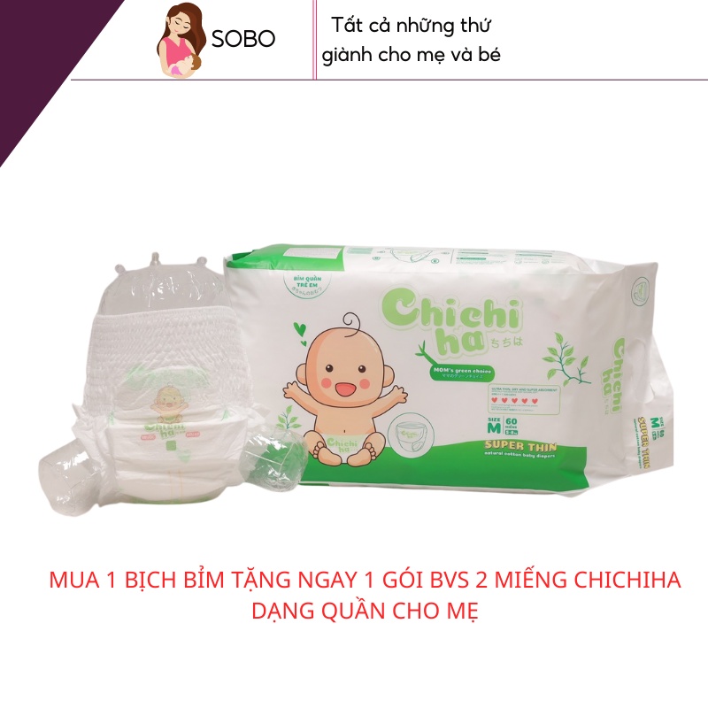 Bỉm quần, dán hữ cơ CHICHIHA Dán/Quần  M60-L54-XL48-XXL42-XXXL40