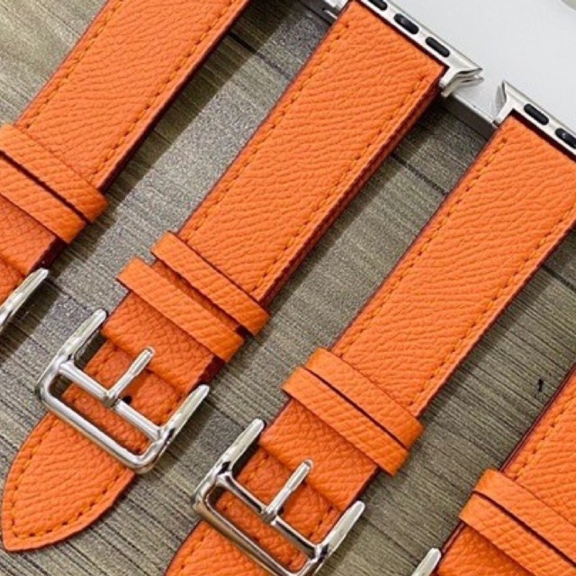 DÂY DA SẦN HERMES MÀU CAM DÀNH CHO ĐỒNG HỒ THÔNG MINH
