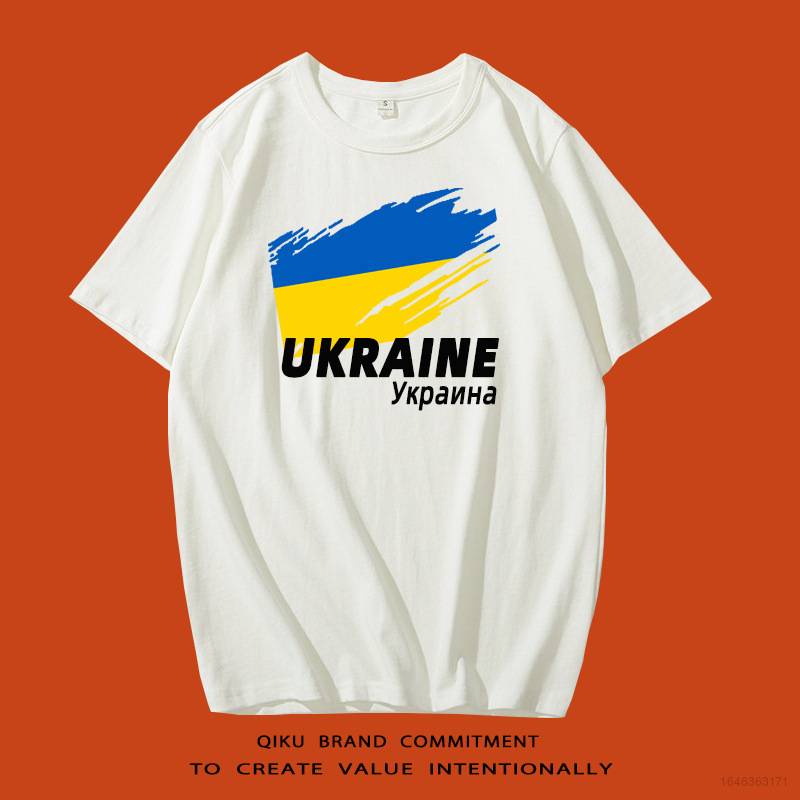 Áo Thun Tay Ngắn Dáng Rộng In Hình Lá Cờ UKR Cho Nam Size S-5XL