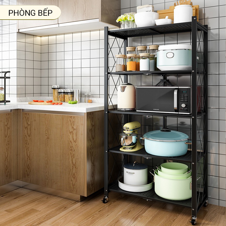 Kệ Gấp Gọn Đa Năng , Kệ Nhà Bếp MB HOME 3/4/5 tầng có bánh xe di chuyển (NC6)