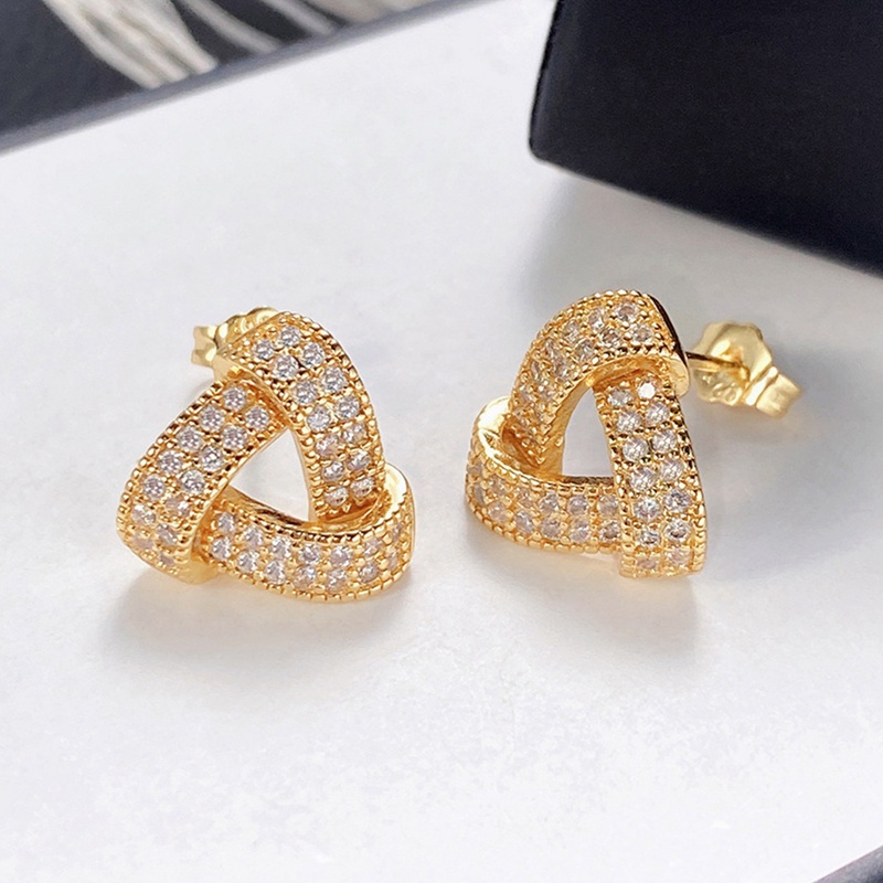 Bông Tai Tam Giác Đính Đá Zircon Thời Trang Sang Trọng