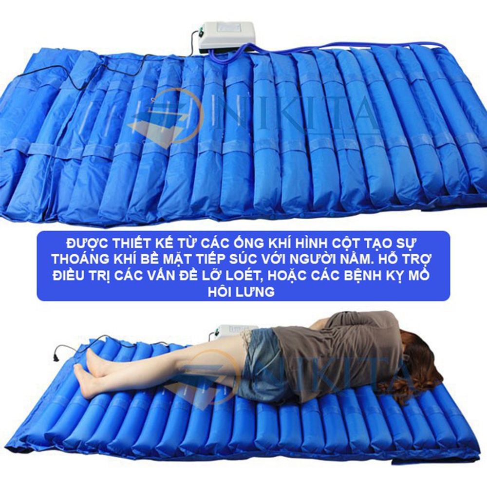 Đệm khí chông loét, Dùng trong chăm sóc y tế, luồn hơi lưu thông liên tục, Chống ủ nóng - Bảo hành chính hãng 12T