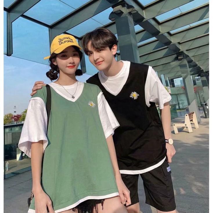 Áo gile unisex form rộng Thêu Hoa Cúc nam nữ phong cách ulzzang siêu hot