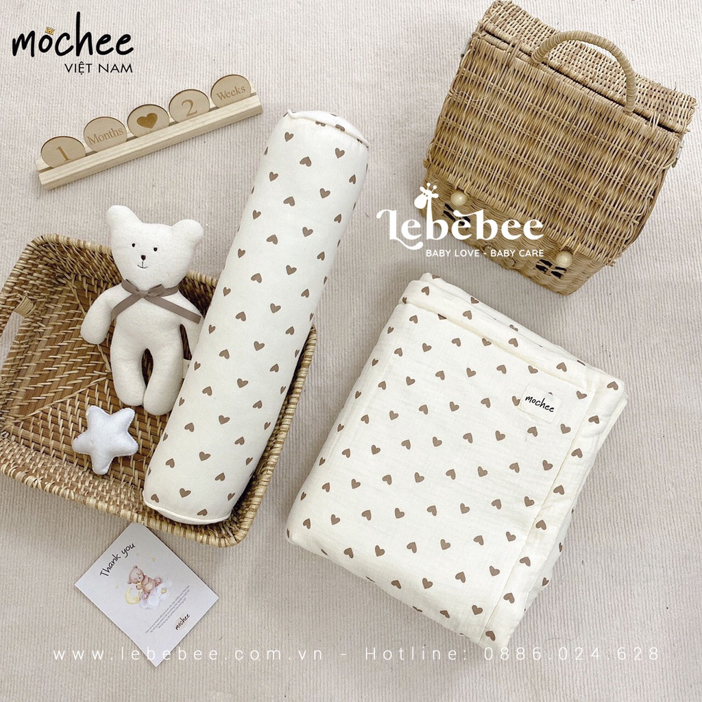Gối ôm Mochee vải xô Muslin mềm mại giúp bé ngủ ngon – Lebebee