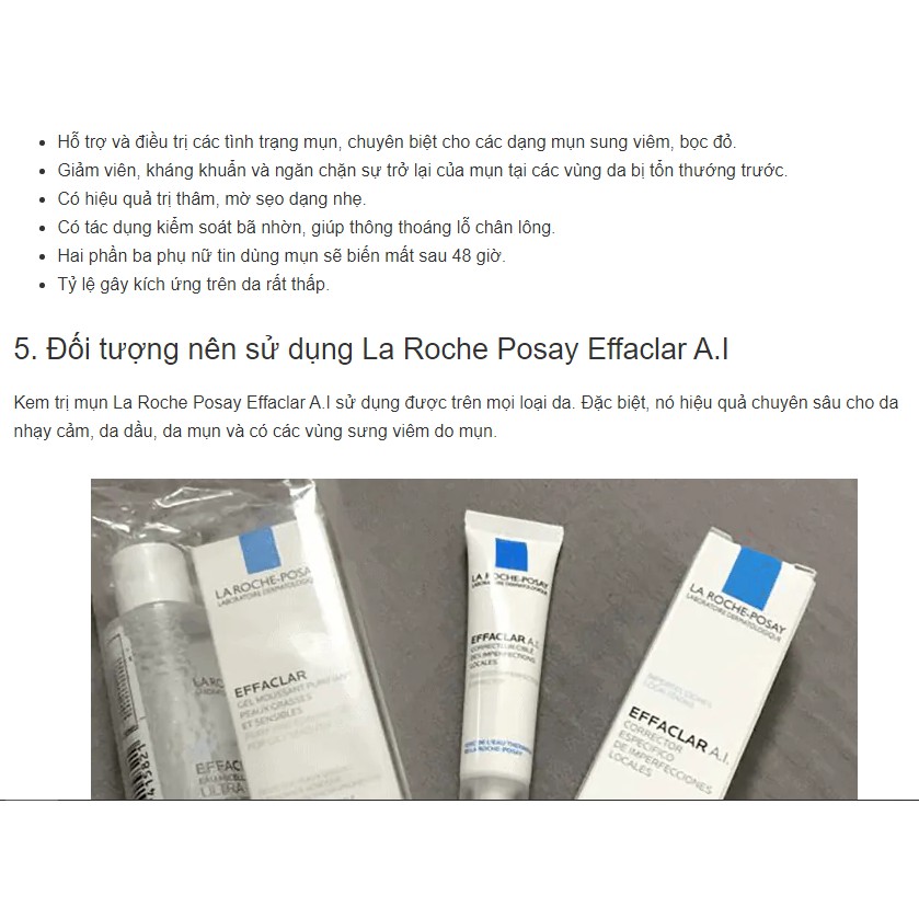 Kem Giảm Mụn Sưng Đỏ La Roche Posay Effaclar A.I 15ml