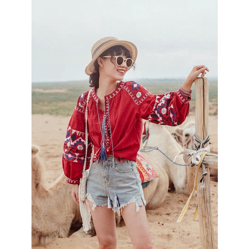 Áo thêu hoa vintage style cổ điển BOHO hàng Order