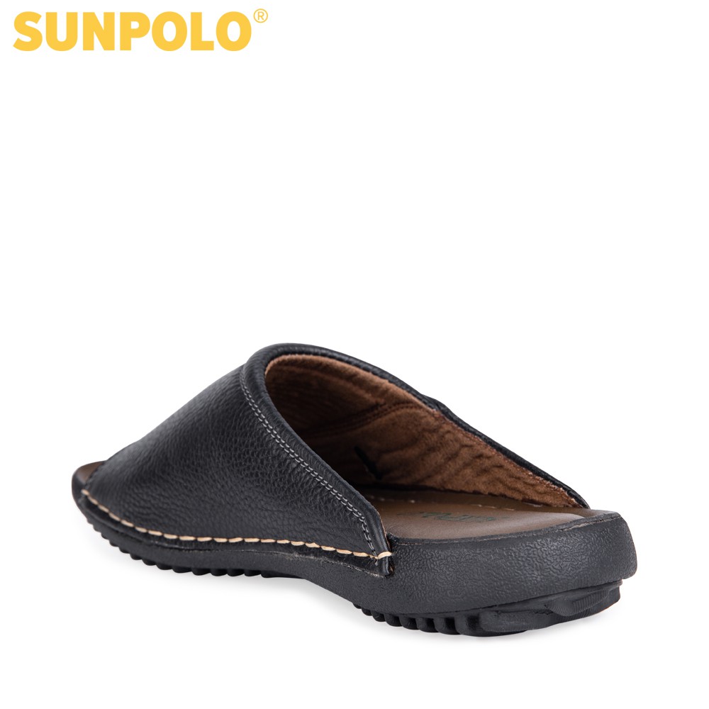 [Mã BMBAU50 giảm 7% đơn 99K] Dép Quai Ngang Nam Da Bò SUNPOLO Đen Nâu - D25NEW