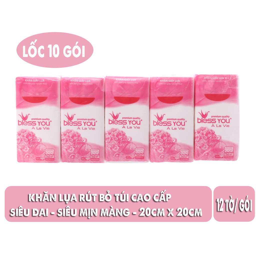 Lốc 10 gói khăn giấy bỏ túi cao cấp Bless You