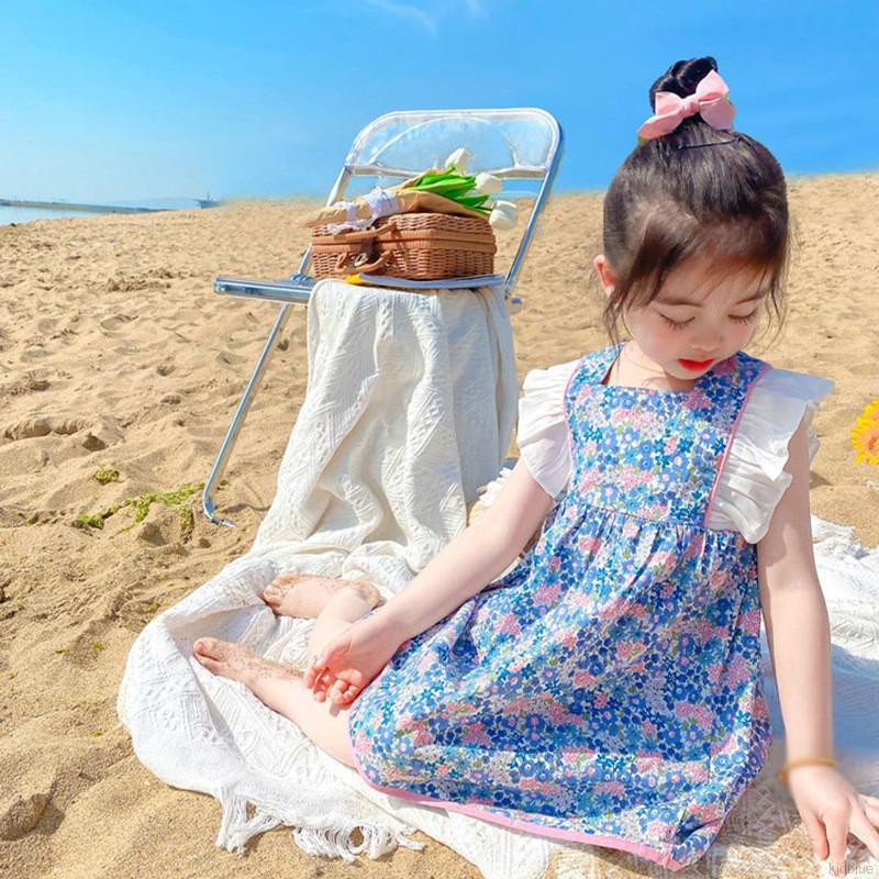 Đầm Hoa Hở Lưng Thắt Nơ Phong Cách Hàn Quốc Cho Bé Gái