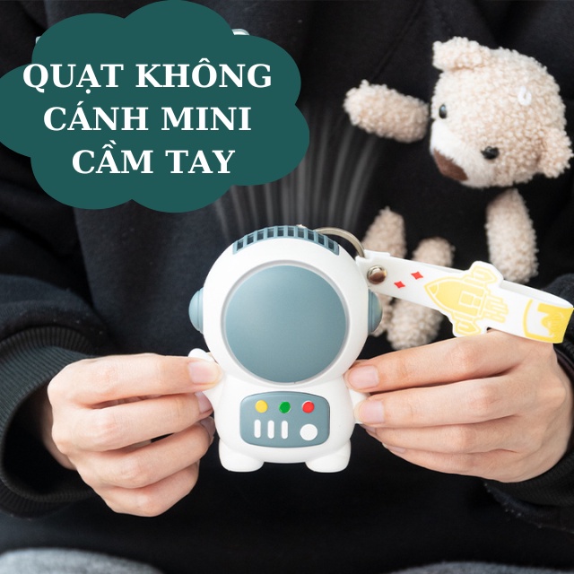 Quạt tích điện mini cầm tay không cánh phi hành gia Astronauti quạt sạc usb 2 chế độ gió siêu mạnh - Alice store