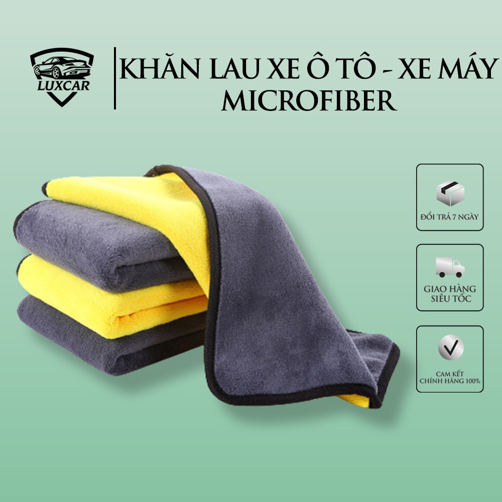 Khăn Microfiber 2 Lớp LUXCAR, Siêu Mềm Siêu Thấm Chuyên Lau Rửa Ô TÔ, Xe Máy