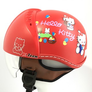 Mũ bảo hiểm trẻ em Xteen Dấu kính - Tem Hello kitty đỏ siêu dễ thương