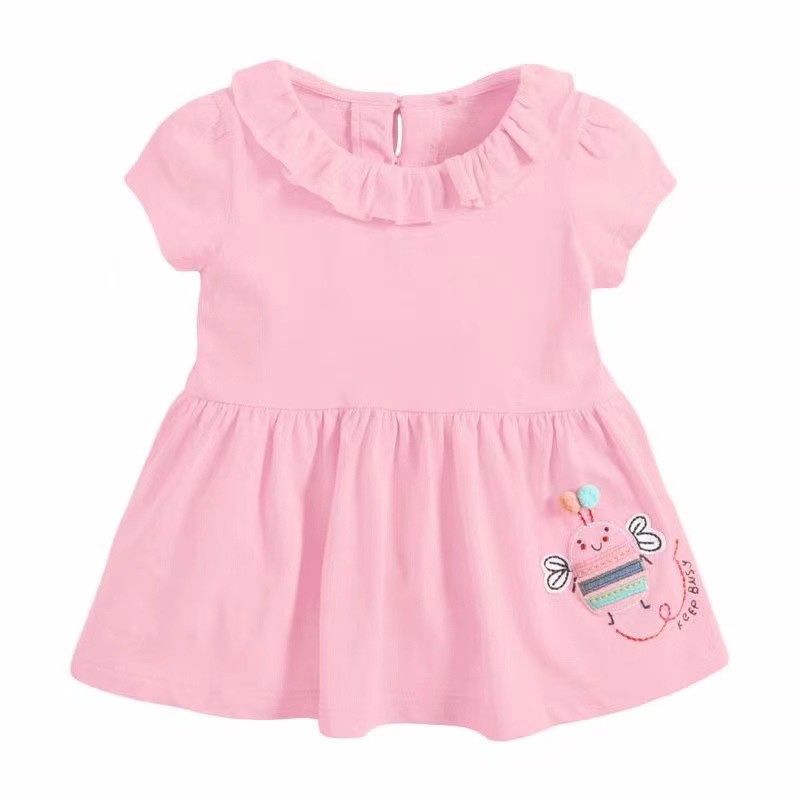 Váy hồng cộc tay họa tiết chú ong 2-7y