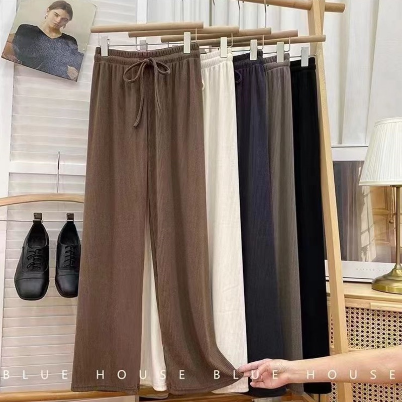 Quần Lụa Mỏng Ống Rộng Lưng Cao Phối Dây Rút Thời Trang Mùa Hè Hàng Mới Dành Cho Bạn Nữ