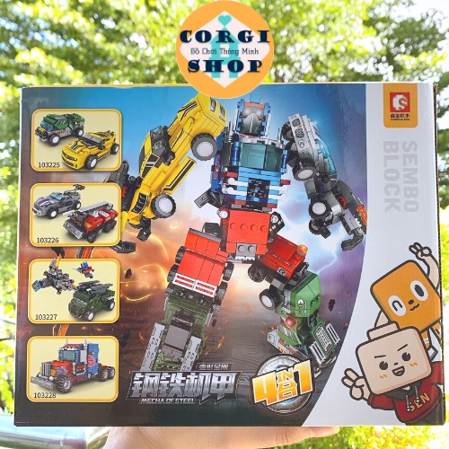 Lego Robot Chiến Binh Thép Từ 6 Xe + 1 Máy Bay, Chất Liệu Nhựa ABS, Kích Thước 24x19x19cm