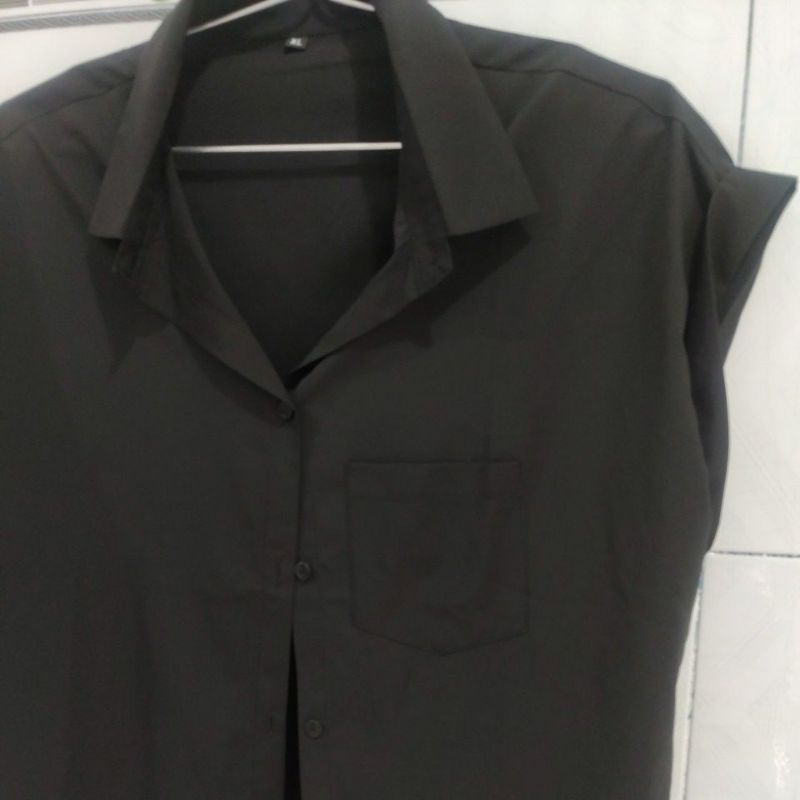 Áo sơ mi form rộng đen + trắng pass