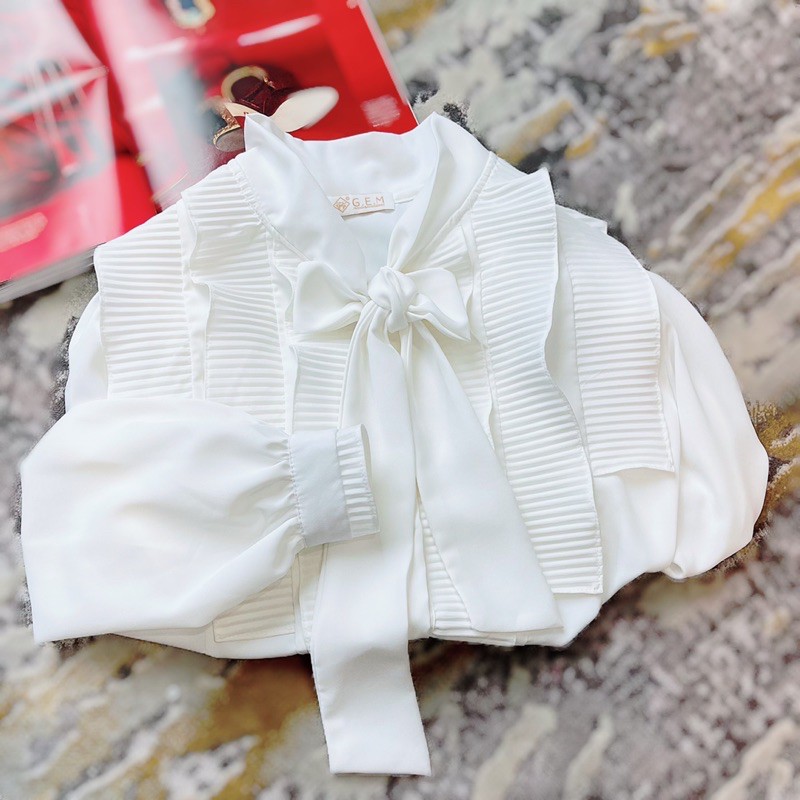 [BÁN BUÔN&amp;LẺ] Áo sơ mi trắng phối bèo G82 Áo kiểu đi học hay công sở đều đẹp - dễ phối với chân váy - quần thời trang