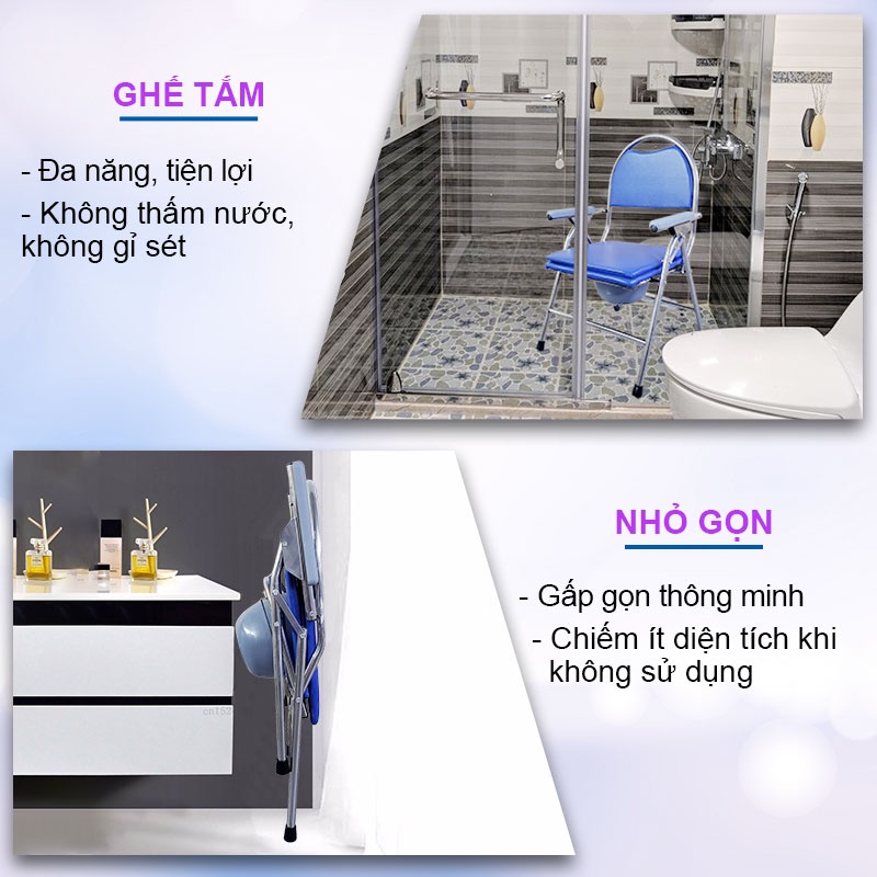 Ghế bô cho người già, Có thể xếp gọn, Tải trọng 250kg - Hàng chính  hãng NIKITA