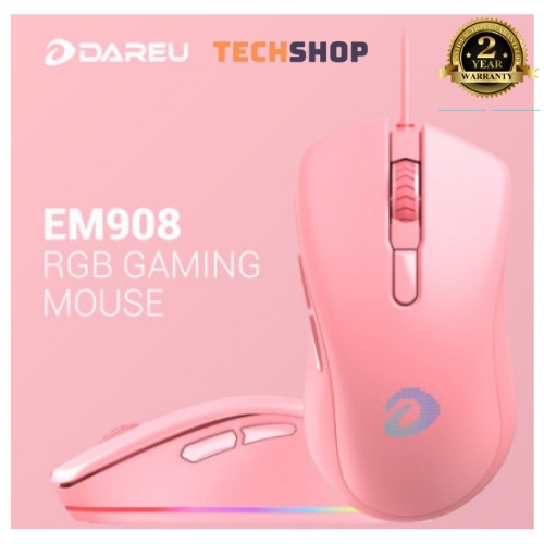 Chuột máy tính gaming DAREU EM908 QUEEN Hồng/Đen Led RGB - Chuột Game Có Dây hàng Chính Hãng - Tặng kèm bàn di chuột