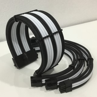 DÂY NGUỒN BỌC LƯỚI NỐI DÀI MÀU ĐEN TRẮNG CAO CẤP BLACKWHITE01