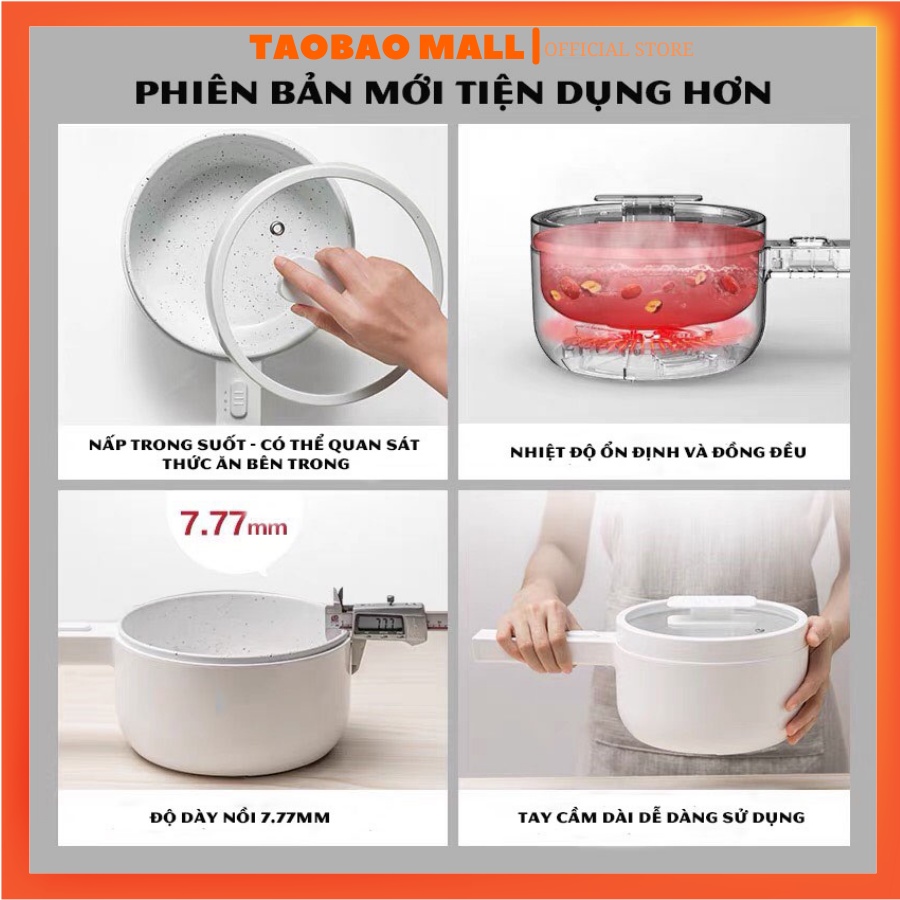 (1011) Nồi Lẩu Điện Đa Năng Mini OLAYKS Kèm Xửng Hấp, Chống Dính, Có Thể Chiên, Xào, Nấu ăn, nấu cơm,