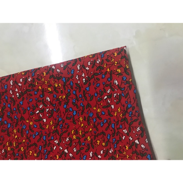 Vải lụa hoa nhí vàng xanh