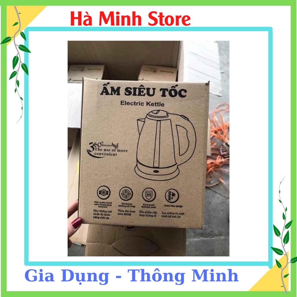 [Giá Sập Sàn]  Ấm Đun Nước Siêu Tốc Tiện Dụng, Dung Tích 1,8L, Inox Chống Gỉ Sét - Ấm Tự Động Ngắt Khi Nước Sôi