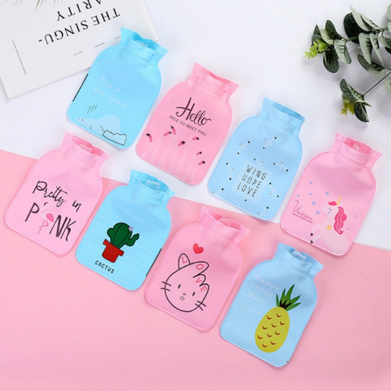 Túi Chườm Nước Nóng Mini Một Lớp Họa Tiết Hoạt Hình Dễ Thương Dùng Khi Đi Bộ / Cắm Trại