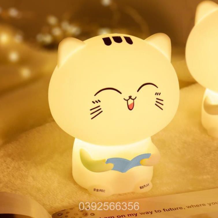 Đèn ngủ để bàn hình mèo Silicon Biến Hình😍 Ghi âm và phát giọng nói💖Cảm ứng thay đổi màu sắc 💖 Quà tặng đáng yêu
