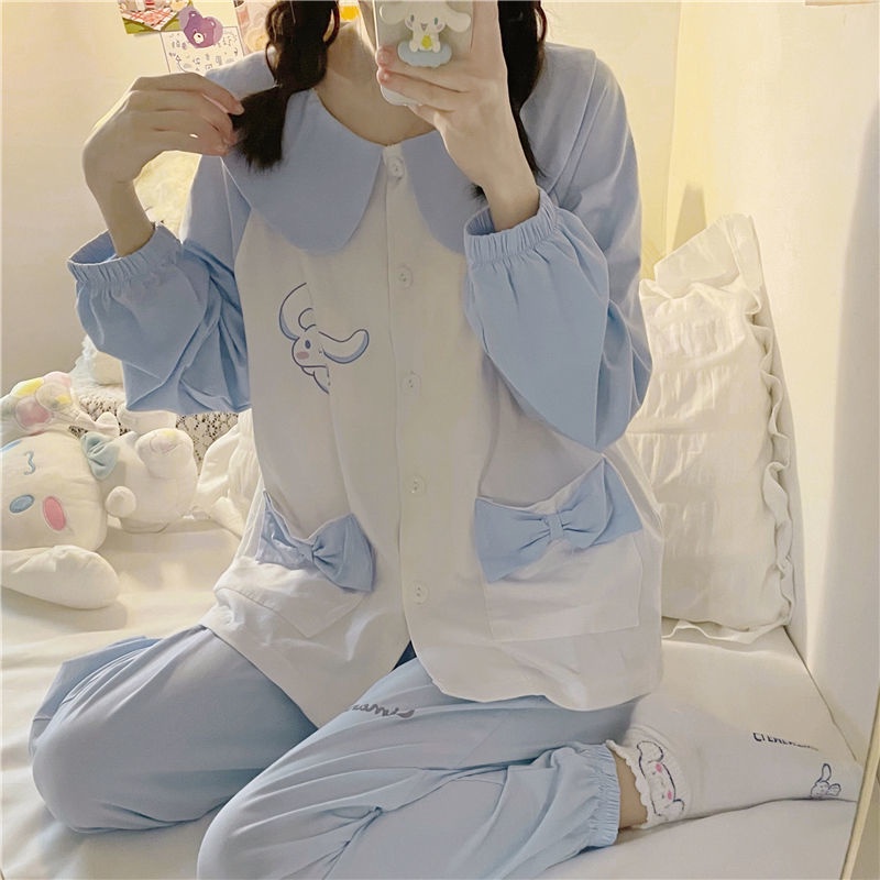 Bộ Đồ Ngủ Tay Dài In Hình Cún Con Dễ Thương Phong Cách Nhật Bản Cho Nữ | BigBuy360 - bigbuy360.vn
