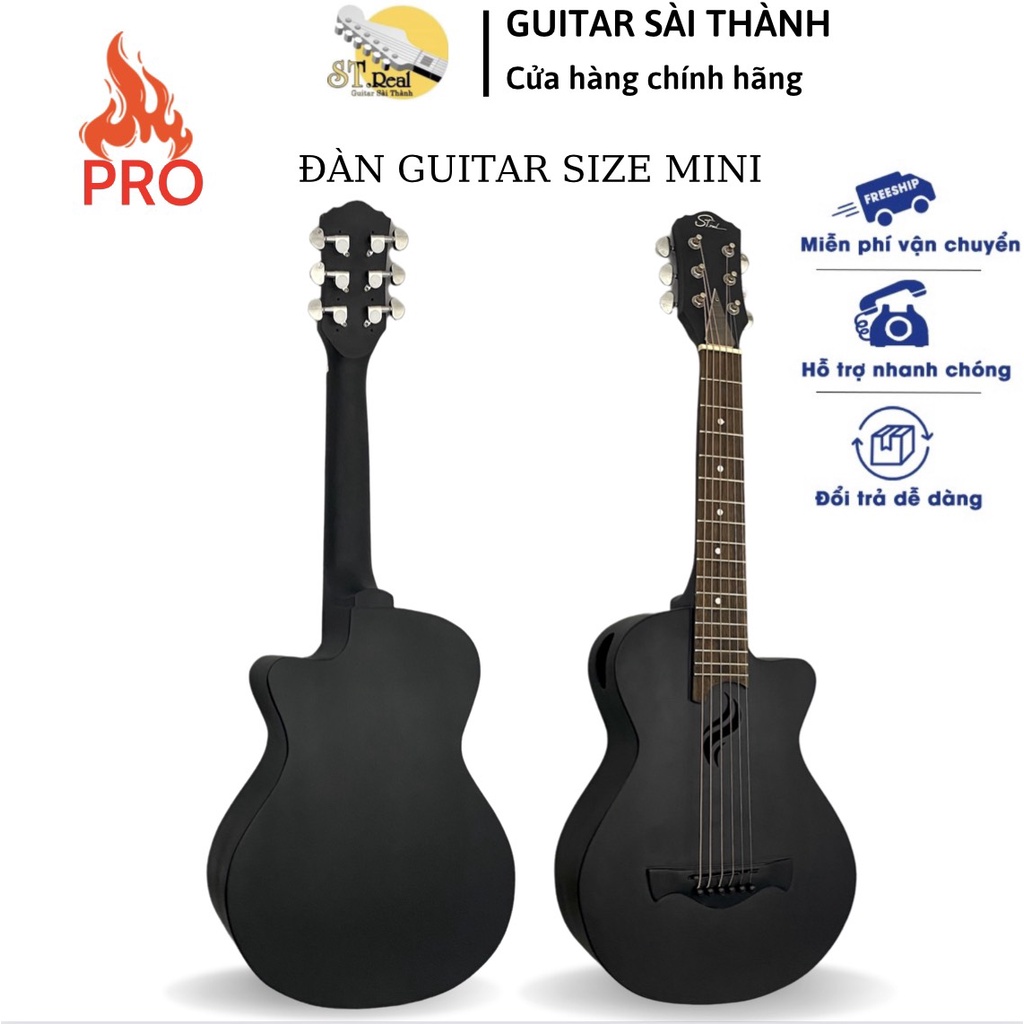 [MÃ giảm 40K]Đàn Guitar Mini Acoustic Mã Black DC-01 Chính Hãng ST.Real Guitar Sài Thành Kích Thước 80cm Size 1/2