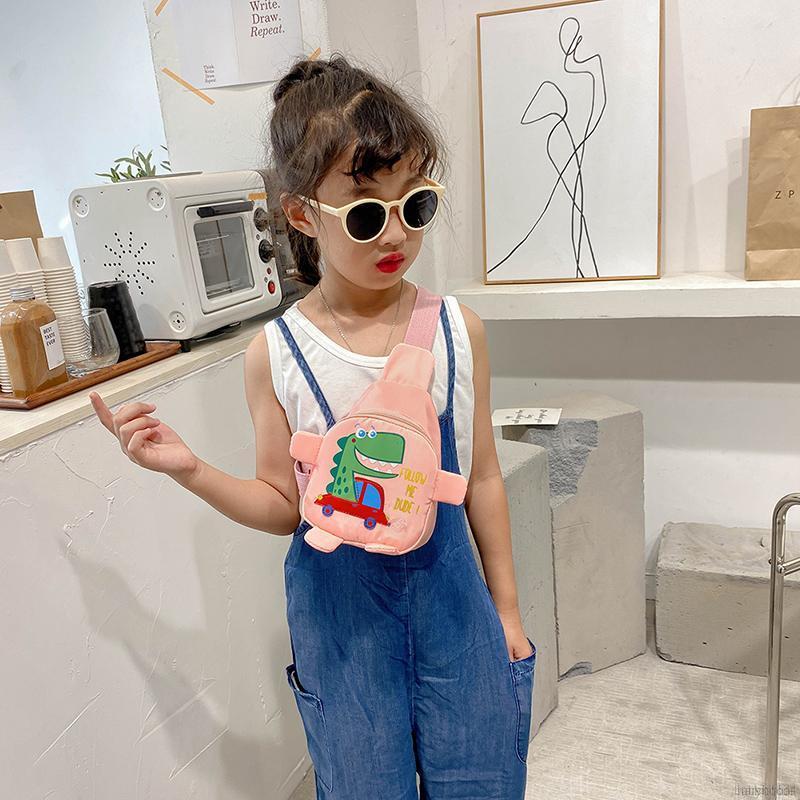 Túi đeo chéo trẻ em in hình hình khủng long dễ thương nhiều màu sắc