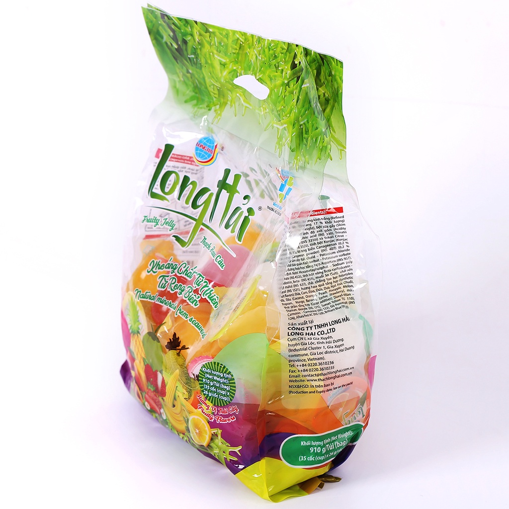 Thạch Rau Câu Long Hải Hương Vị Tổng Hợp Trọng Lượng 910 G Túi Kqx