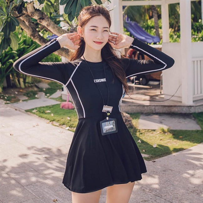 Bộ đồ bơi ❤️𝐊𝐄̀𝐌 𝐌𝐔́𝐓❤️ Bikini Áo dài tay dạng váy siêu xinh 2366