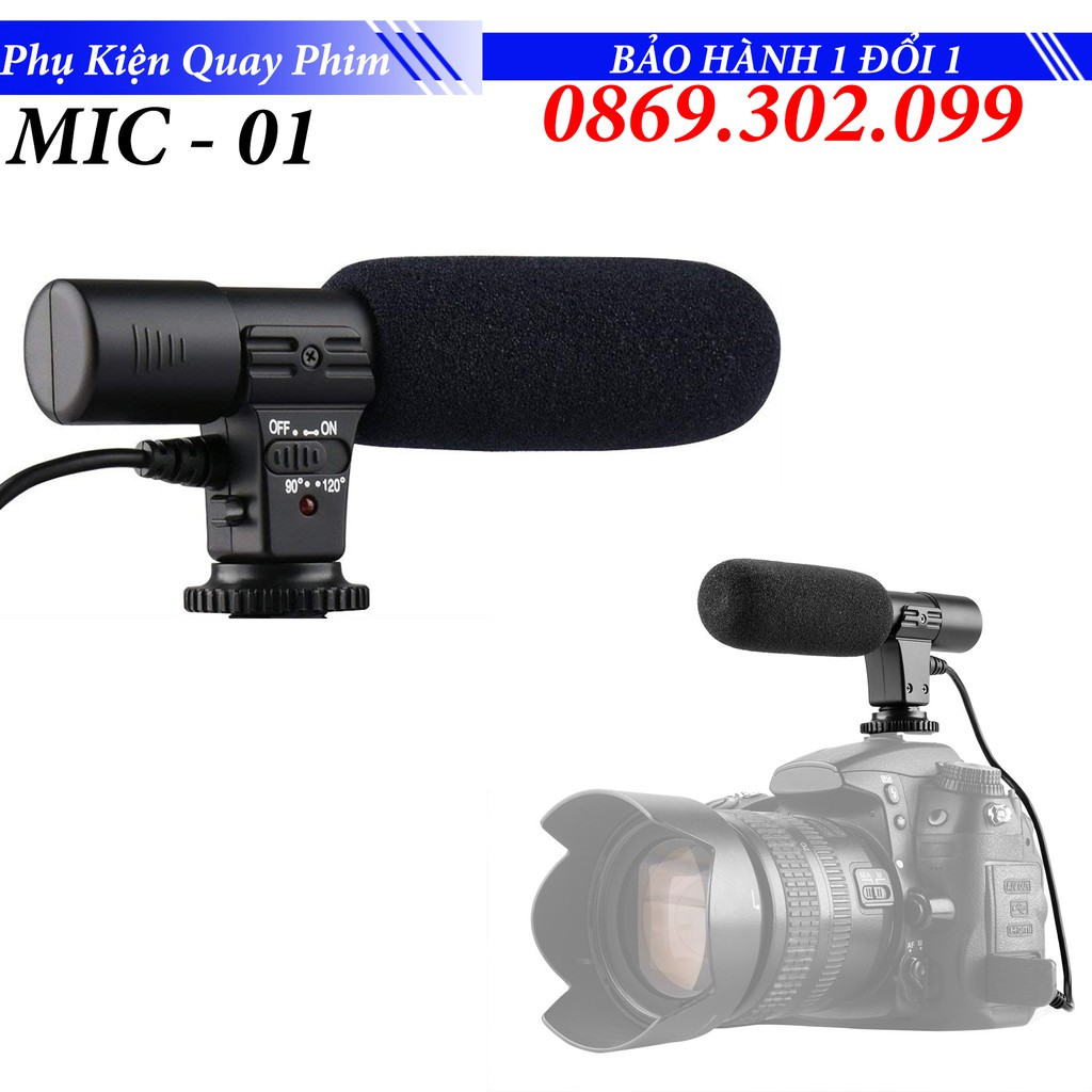 [Mã ELHACE giảm 4% đơn 300K] Microphone Thu âm cho máy ảnh máy quay - Mic-01