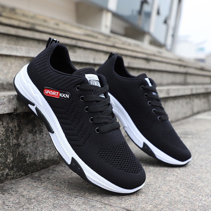 Giày nam sneaker Vải Siêu Thoáng Khí Sport ABU 2 màu đen và Ghi