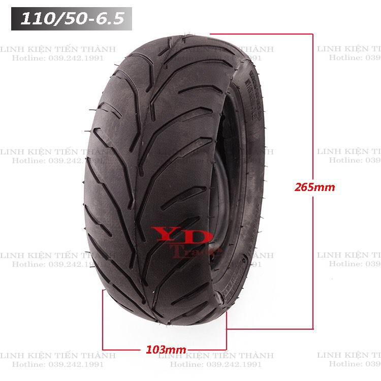 [Mã SRBACK101512 hoàn 20K xu đơn 0Đ] Vỏ Và Ruột Xe Tam Mao 50cc Lốp Sau 110/50-6.5