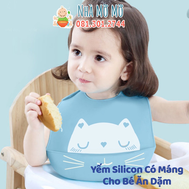 Yếm Ăn Dặm Yếm Máng Silicon Cho Bé Từ 6 Tháng