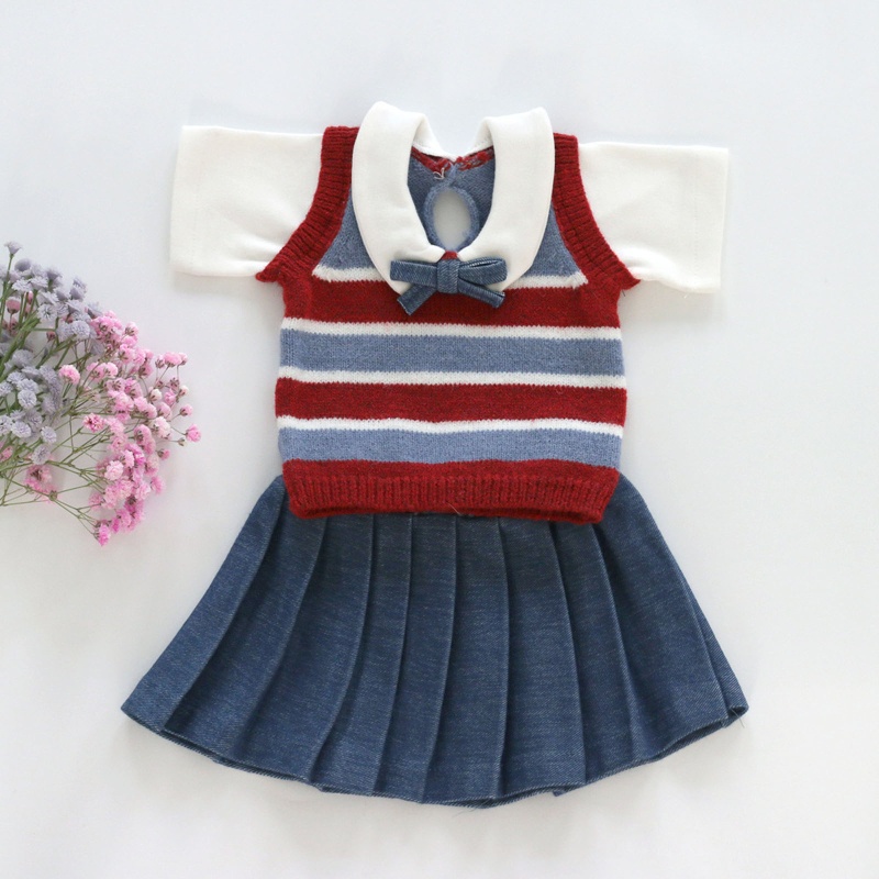 Set Đồ 2 Món Gồm Áo Dệt Kim Tay Cộc + Quần Shorts + Băng Cài Đầu Chụp Ảnh Cho Bé Sơ Sinh