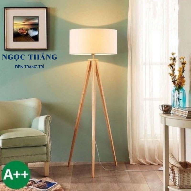 Đèn Cây Đứng Đọc Sách 3 Chân Gỗ Trang Trí Phòng Khách Phòng Ngủ DC539 Ngọc Thắng
