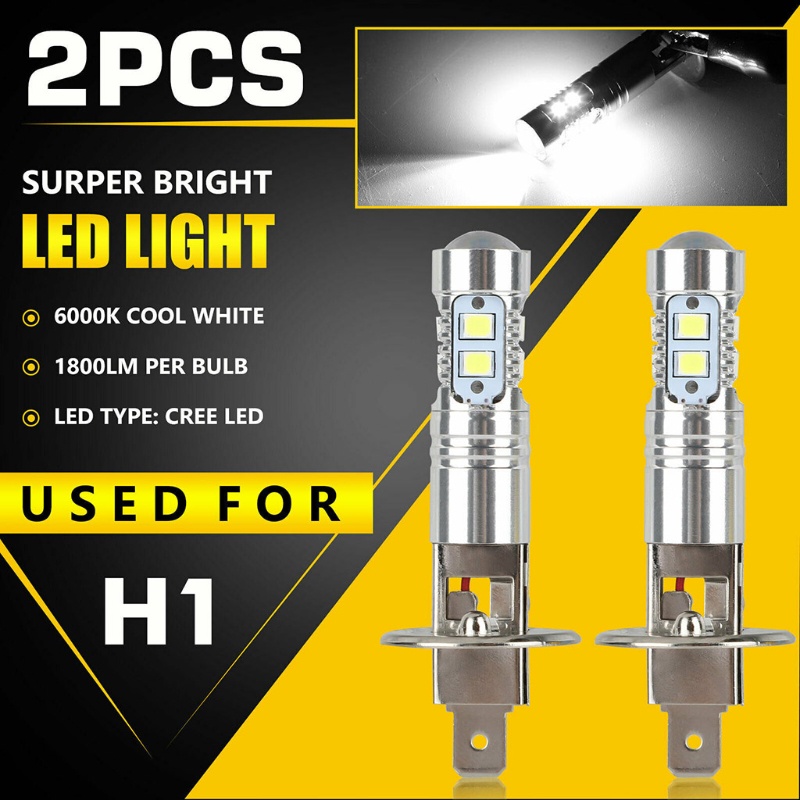 Set 2 bóng đèn pha H1 100w 6000k 1800lm 12v-24v siêu sáng chống thấm nước chuyên dùng cho xe hơi