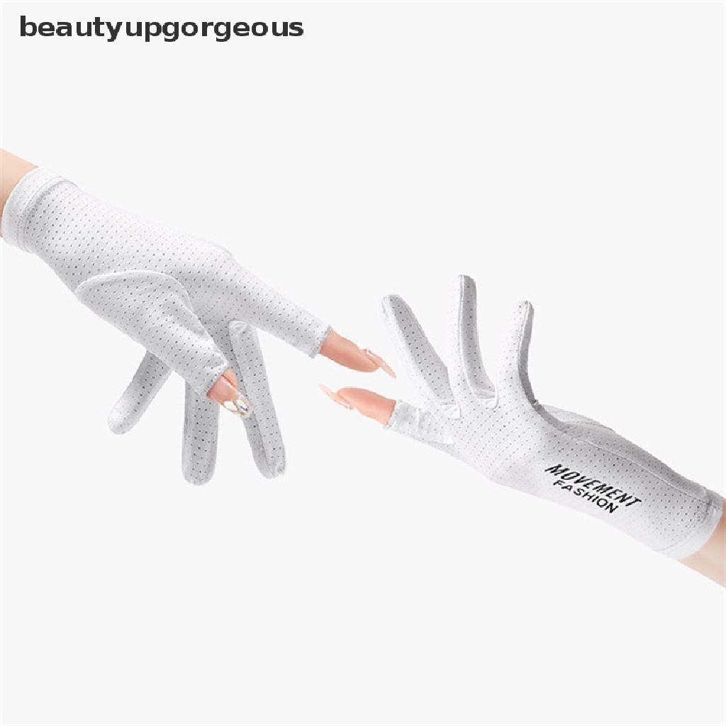 [Beautyupgorgeous] Găng Tay Lái Xe Bằng Lụa Lạnh Mỏng Phối Lưới Thoáng Khí Thời Trang Mùa