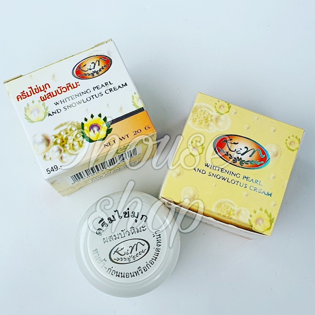 01 Hủ Kem Kim TRẮNG Whitening Pearl & Snowlotus Cream Thái Lan 20gram (Bột Ngọc Trai & Hoa Sen Tuyết)