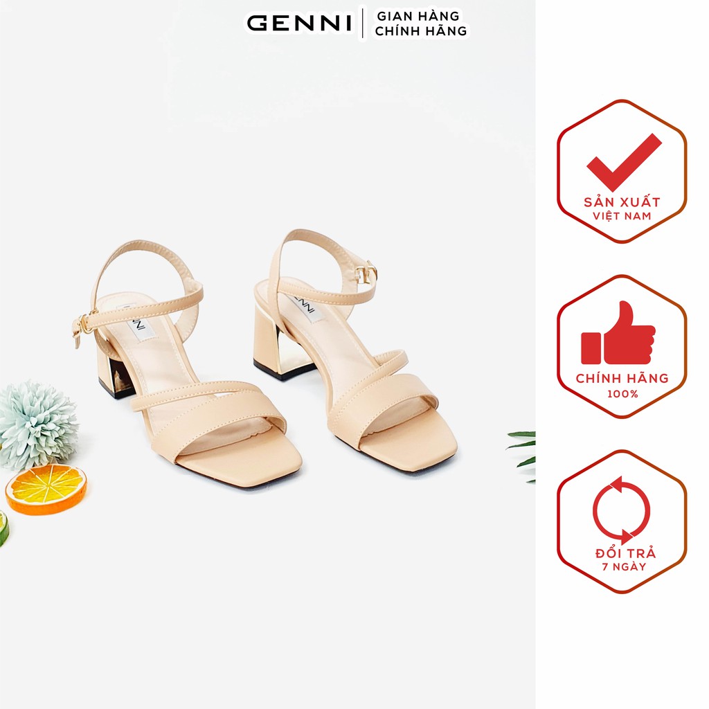 Sandal da lỳ quai chéo gót tráng gương 6p GE619 - Genni