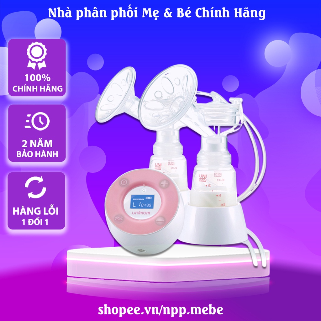 Máy hút sữa Unimom điện đôi Minuet có chế độ mát xa kích sữa / điều chỉnh lực hút