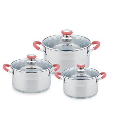 BỘ NỒI INOX ELMICH SMARTCOOK 3336,18CM, 22CM, 26CM, 5 lớp ĐÁY, NHẬP KHẨU SÉC