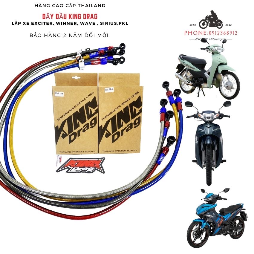 Dây Dầu King Drag Đầu Nhôm CNC Xoay 360 Gắn Cho Mọi Dòng Xe
