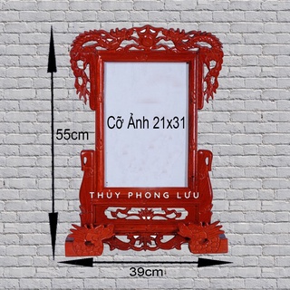Khung ảnh rồng-Khung hình thờ song long-gỗ hương